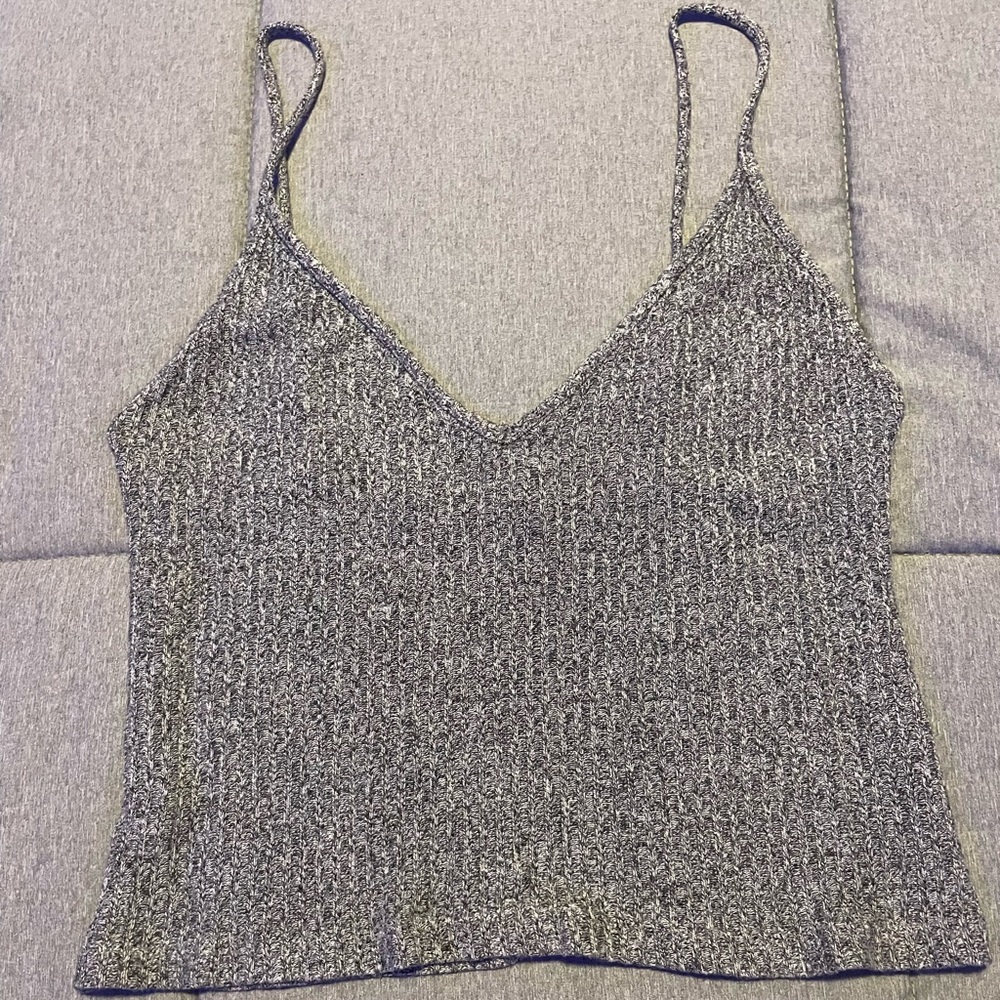 Brandy Melville Gray V-Neck Crop Top